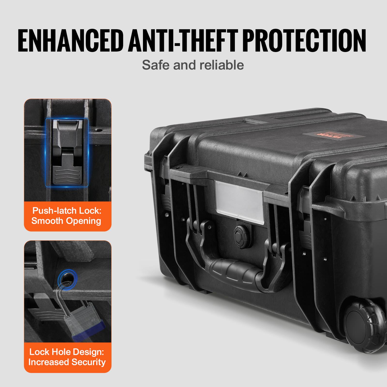ENHANCED ANTI-THEFT PROTECTION  
Safe and reliable  

Push-latch Lock: Smooth Opening  

Lock Hole Design: Increased Security