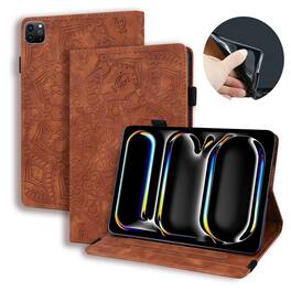 Dteck - Case for Apple iPad Air (M4) 13" 2026 & (M3) 2025 & (M2) 2024,Shockproof Embossed PU Leather Folio Wallet Cover - Brown