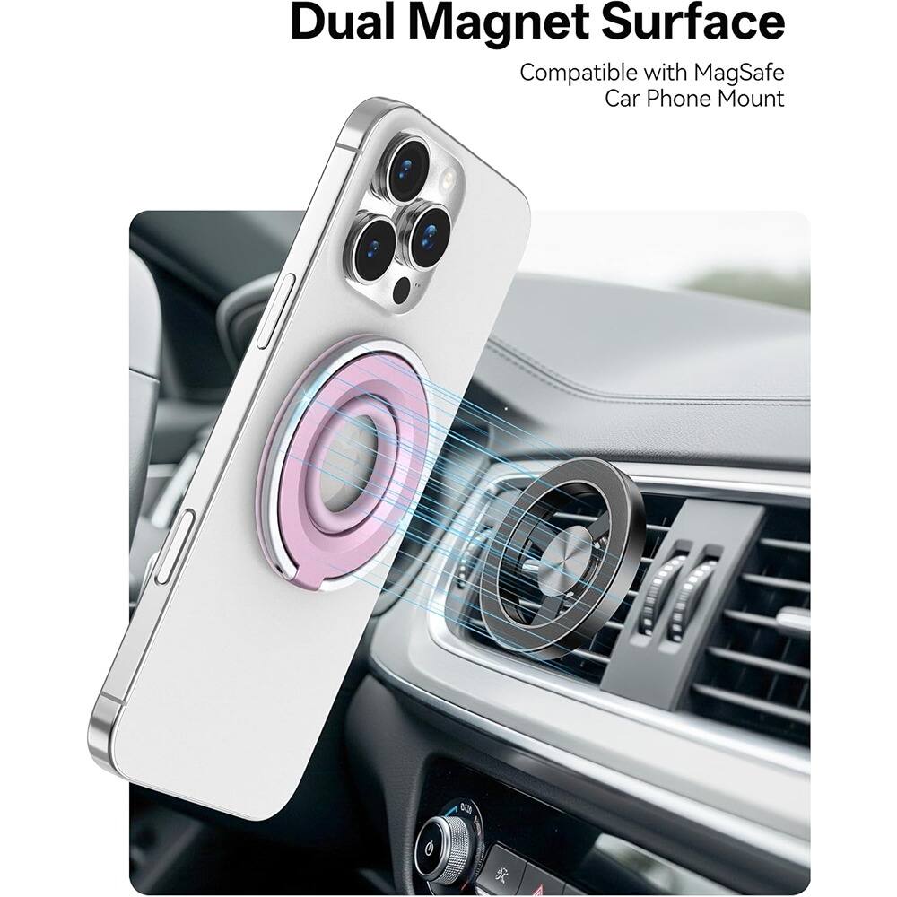 Left. PARKER SLATER - Magnetic Phone Grip Stand for MagSafe iPhone 17–11, 360° Rotation - Pink1.