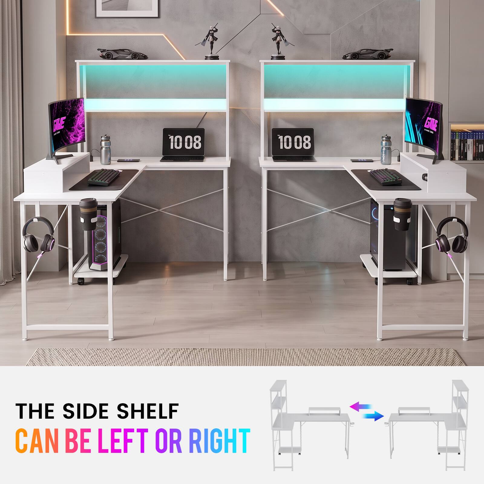 THE SIDE SHELF CAN BE LEFT OR RIGHT