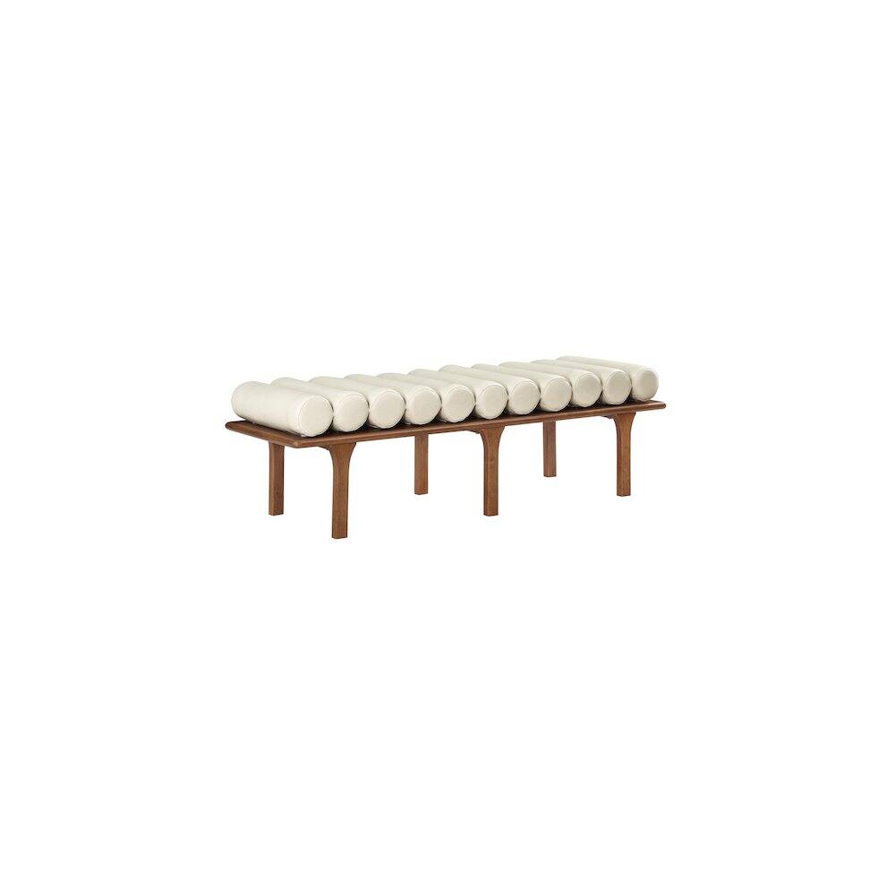 Alt View 2. Meridian Furniture - Landon Cream Vegan Leather Bench - Beige.