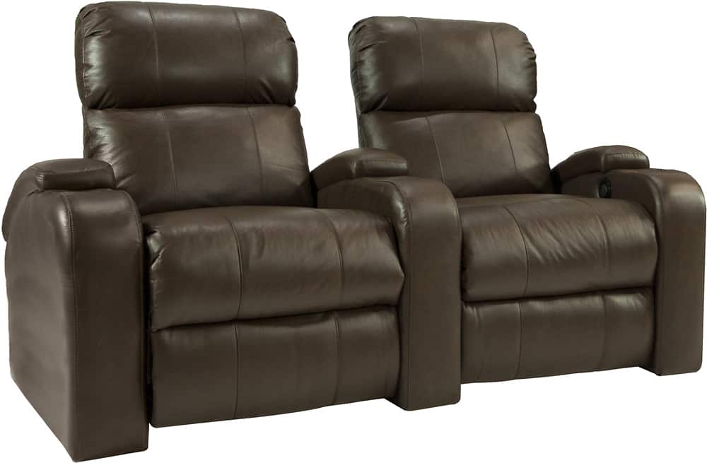 Angle View: TheaterSeatStore - Headliner 2-Seat Straight Leather Home Theater Seating - Brown