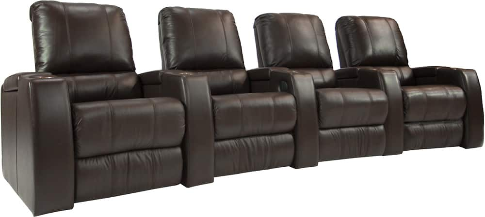 Angle View: Octane Seating - Magnolia Straight 4-Seat Power Recline Home Theater Seating - Brown