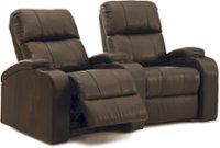 Angle Zoom. TheaterSeatStore - Headliner 2-Seat Curved Leather Home Theater Seating - Brown.