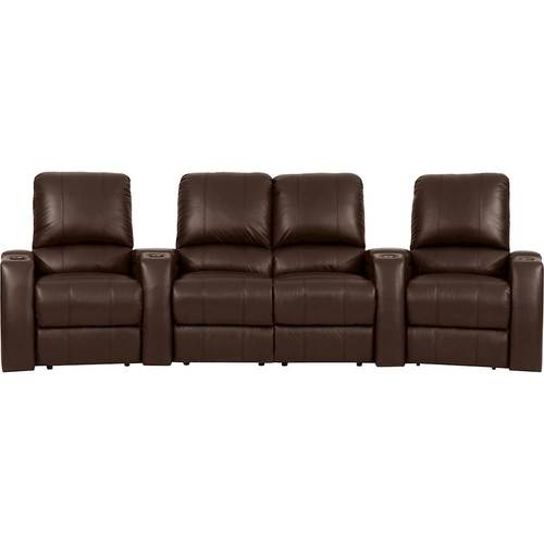Octane Seating - Magnolia Curved 4-Seat Power Recline Home Theater Seating with Middle Loveseat - Brown