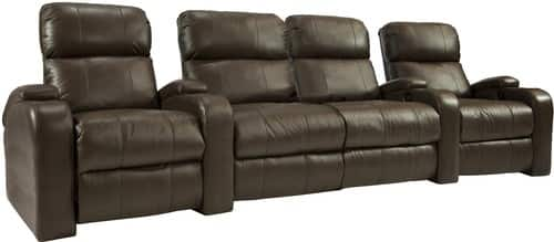 TheaterSeatStore - Headliner 2-Seat Straight Leather Home Theater Seating with Love Seat - Brown