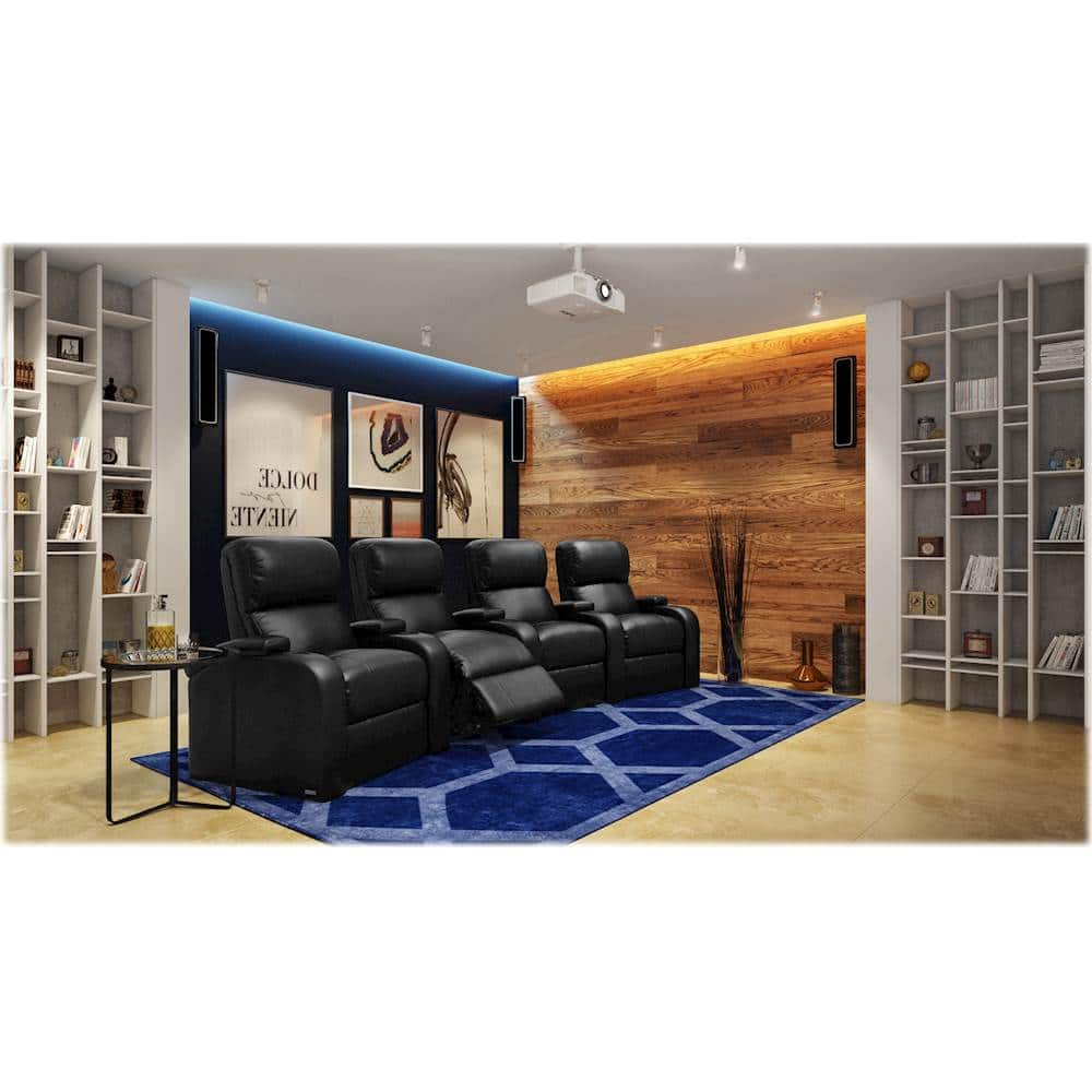 Best Buy Octane Seating Headliner Curved 4Seat Power Recline Home Theater Seating Black