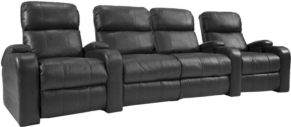 Angle View: Octane Seating - Headliner Straight 4-Seat Power Recline Home Theater Seating with Middle Loveseat - Black