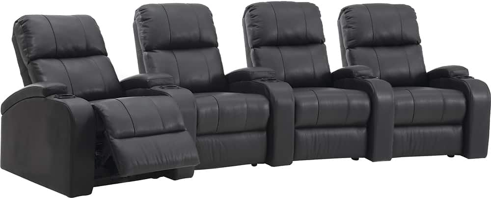 Angle View: Octane Seating - Headliner Curved 4-Seat Manual Recline Home Theater Seating - Black