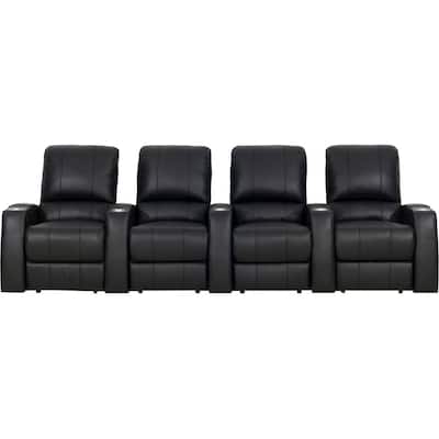 Octane Seating - Magnolia Straight 4-Seat Manual Recline Home Theater Seating - Black