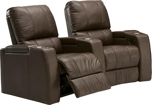 TheaterSeatStore - Magnolia 2-Seat Curved Leather Home Theater Seating - Brown