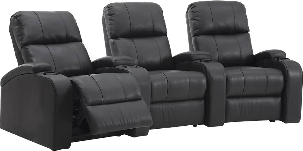 Angle View: Octane Seating - Headliner Curved 3-Seat Manual Recline Home Theater Seating - Black