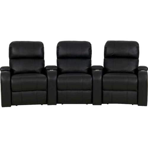 Octane Seating - Headliner Curved 3-Seat Manual Recline Home Theater Seating - Black