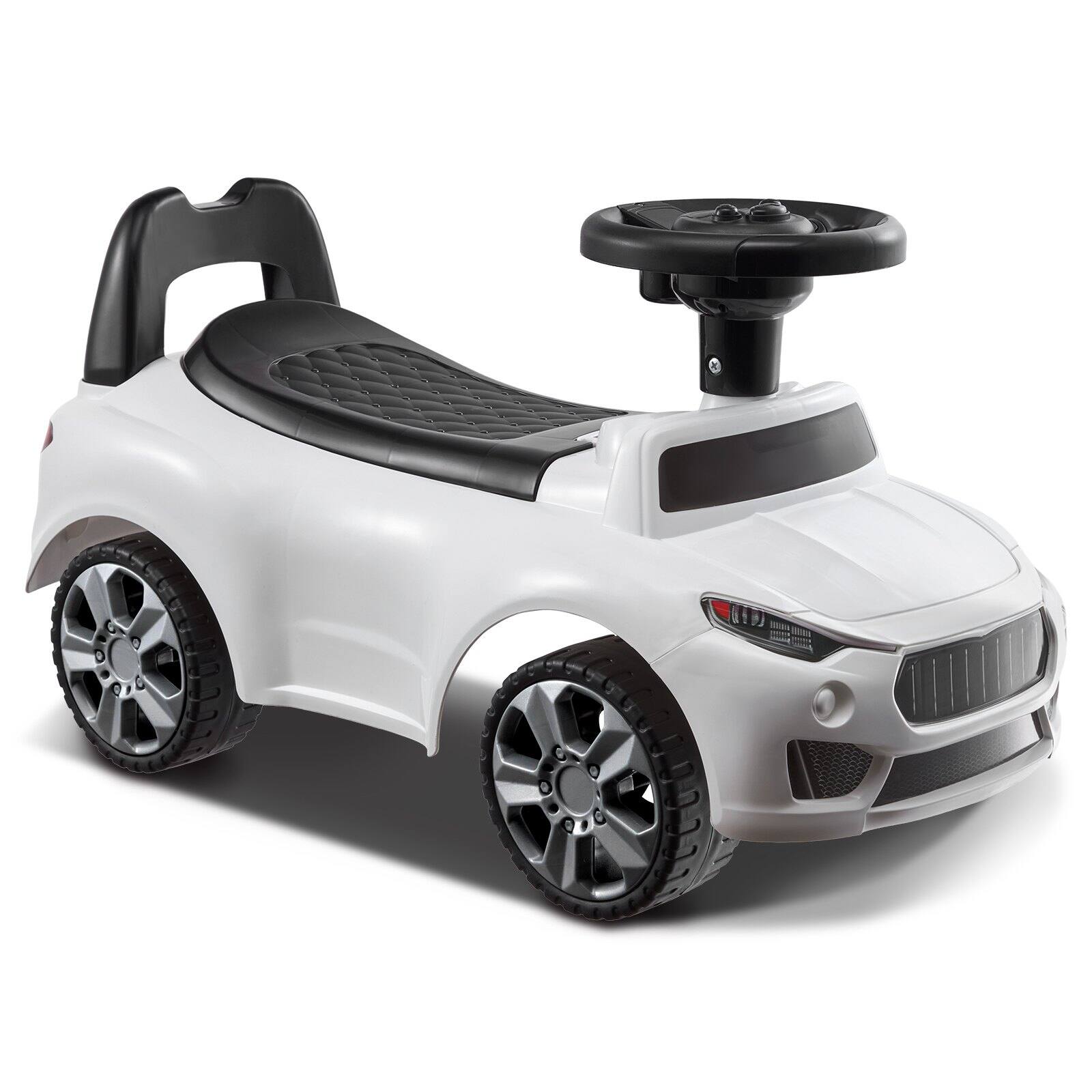 Alt View 9. Glintex - Battery Ride-On Car for Toddlers, Sit to Stand Push Car with Music Steering Wheel & Under Seat Storage, Ages 1-3 - White.