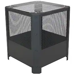 Sunnydaze - 16 in Grelha Square Steel Fire Pit with Grilling Grate - Black