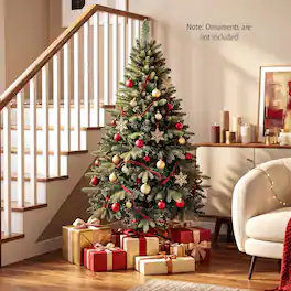 Costway - 5 ft Artificial Christmas Tree with 500 Branch Tips Realistic Tree Trunk & Metal Stand - Green