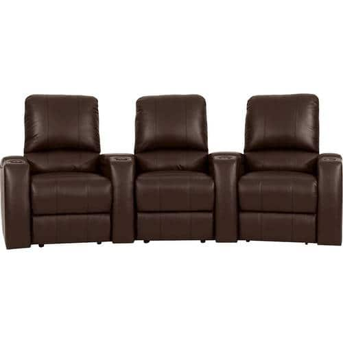 Octane Seating - Magnolia Curved 3-Seat Power Recline Home Theater Seating - Brown