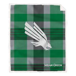 Pegasus - North Texas Mean Green 60- x 70- Plaid Steel Ultra Cozy Sherpa Blanket - Multicolor
