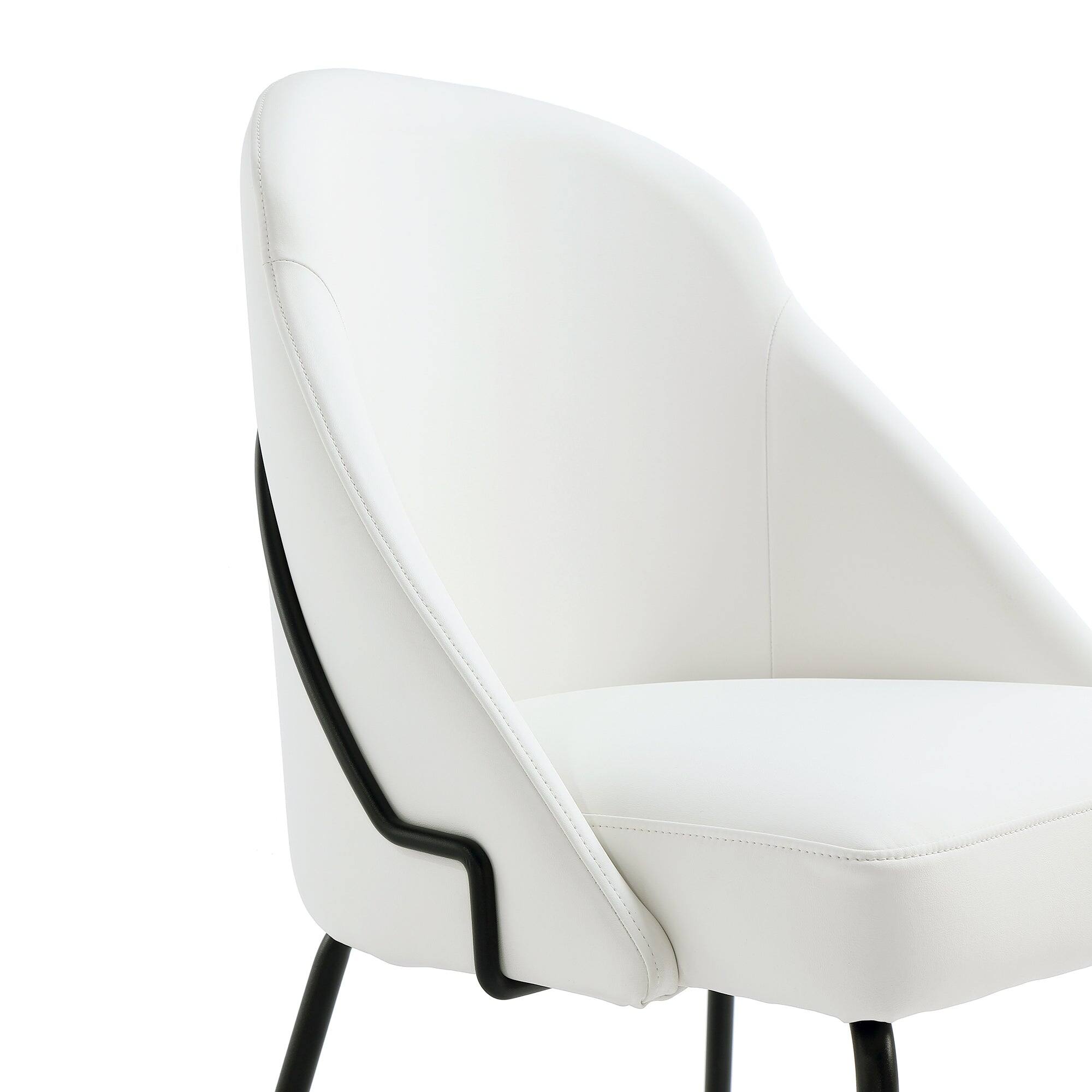 Alt View 1. Manhattan Comfort - Gracie Modern Metal Vegan Leather Dining Chair - Set of 4 - White and Black.