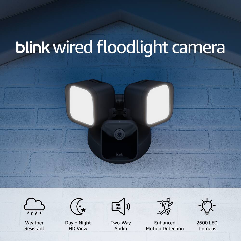 Blink Outdoor Wired 1080p Security Camera with Floodlight Black