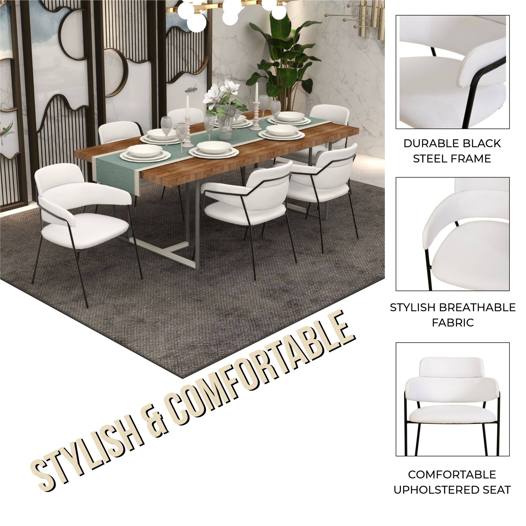 DURABLE BLACK STEEL FRAME  
STYLISH BREATHABLE FABRIC  
COMFORTABLE UPHOLSTERED SEAT