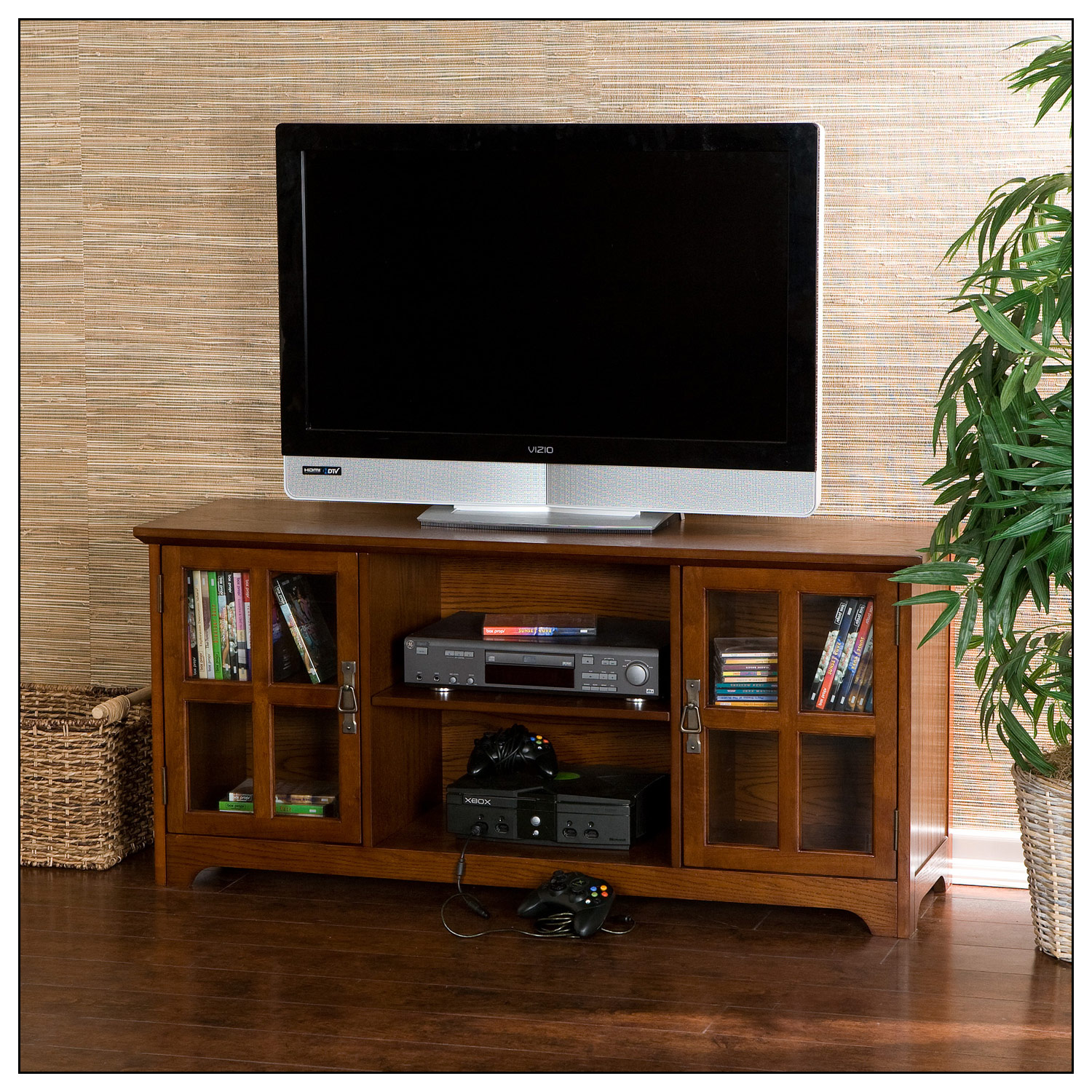 SEI TV Stand for Most Flat-Panel TVs Up to 50" Mission Oak ...