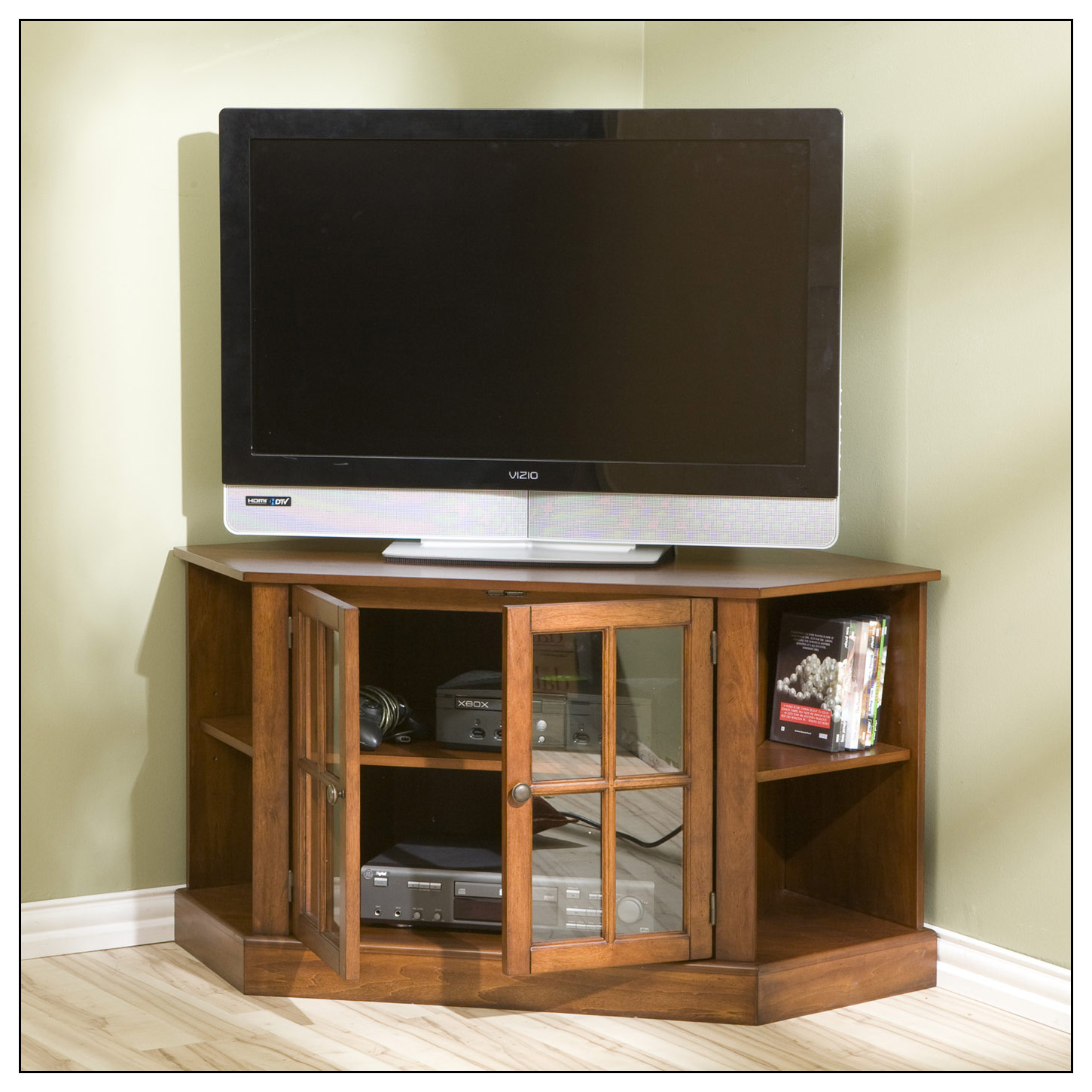 Best Buy Sei Corner Tv Stand Walnut Ms9872