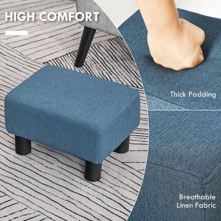 PULUZ Ottoman Foot Rest, Small Foot Stool with Linen Fabric Upholstery ...