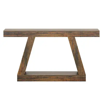 Front. Kadyn - Entryway Table, Console Sofa Table,Farmhouse Console Table, 55" Sofa Table with Storage - Brown.