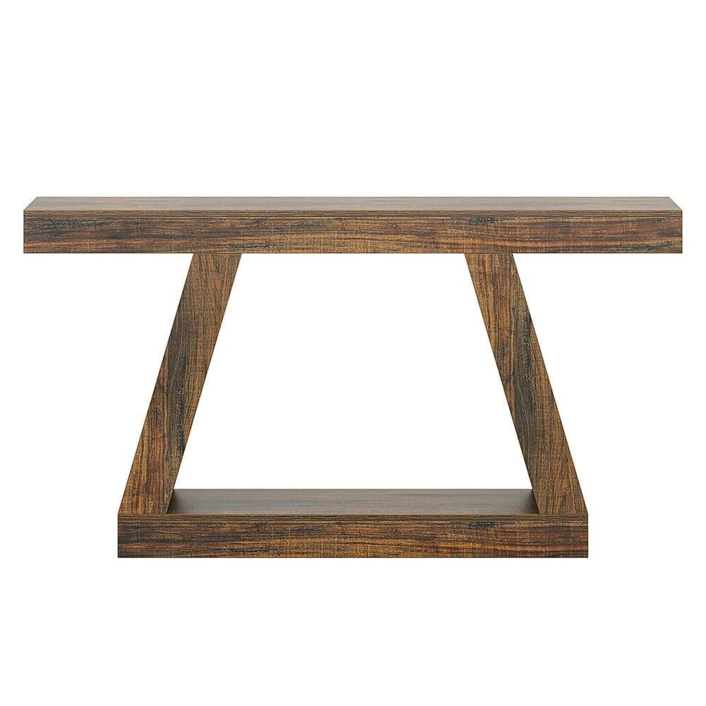 Front. Kadyn - Entryway Table, Console Sofa Table,Farmhouse Console Table, 55" Sofa Table with Storage - Brown.