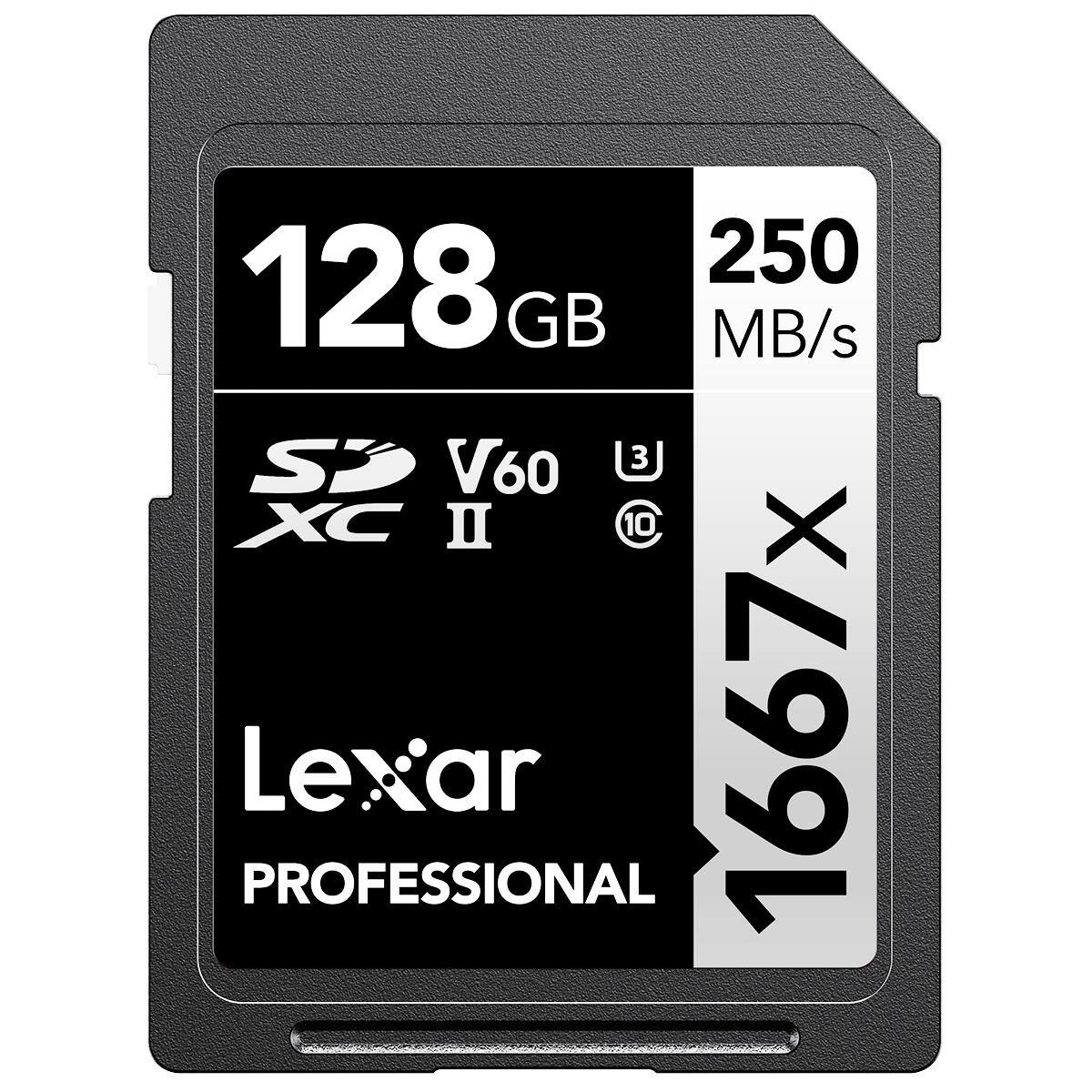 128 GB 250 MB/s V60 XC II 10 X Lexar PROFESSIONAL 1667x
