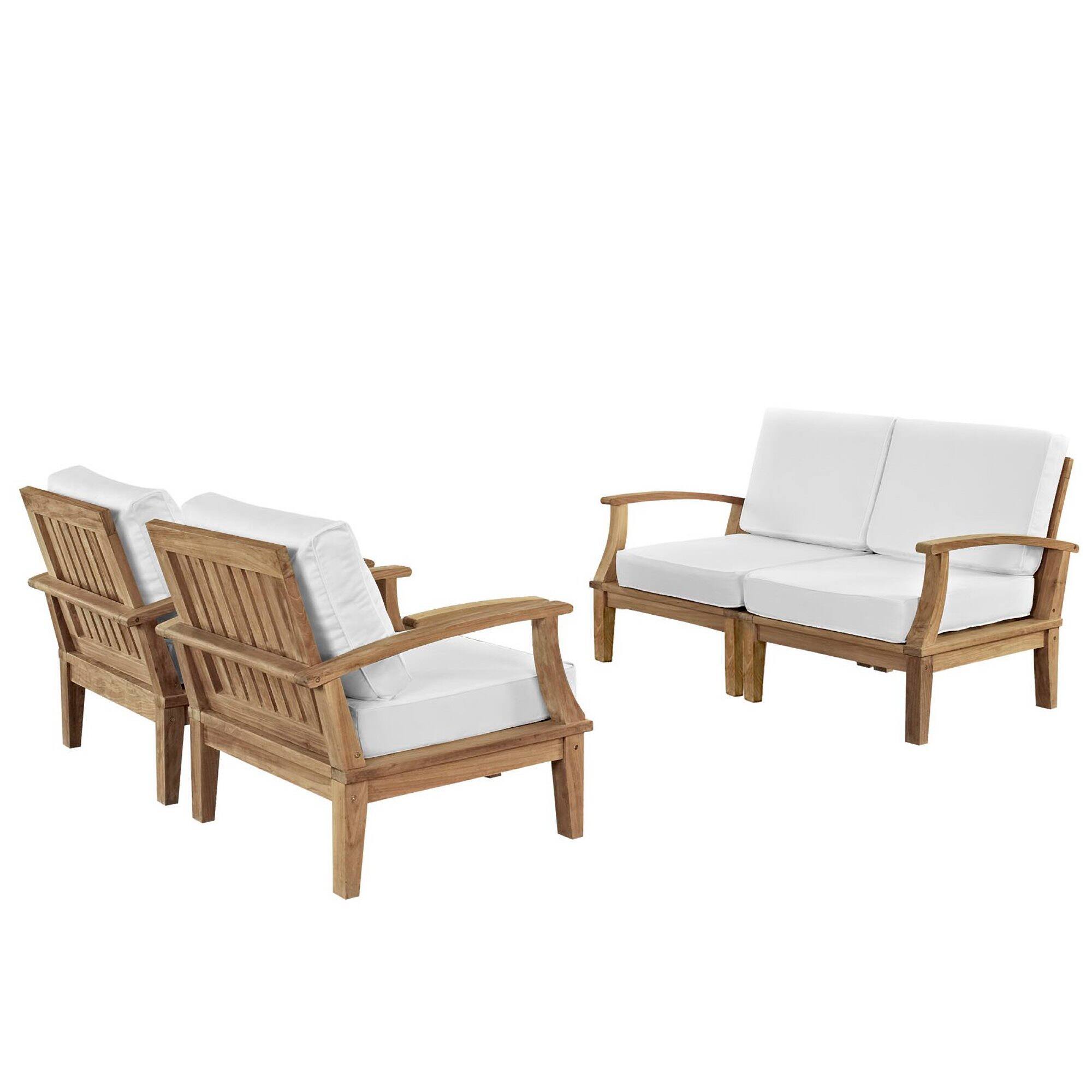 Angle. Modway - Marina 4 Piece Outdoor Patio Teak Set by Modway - Natural White.
