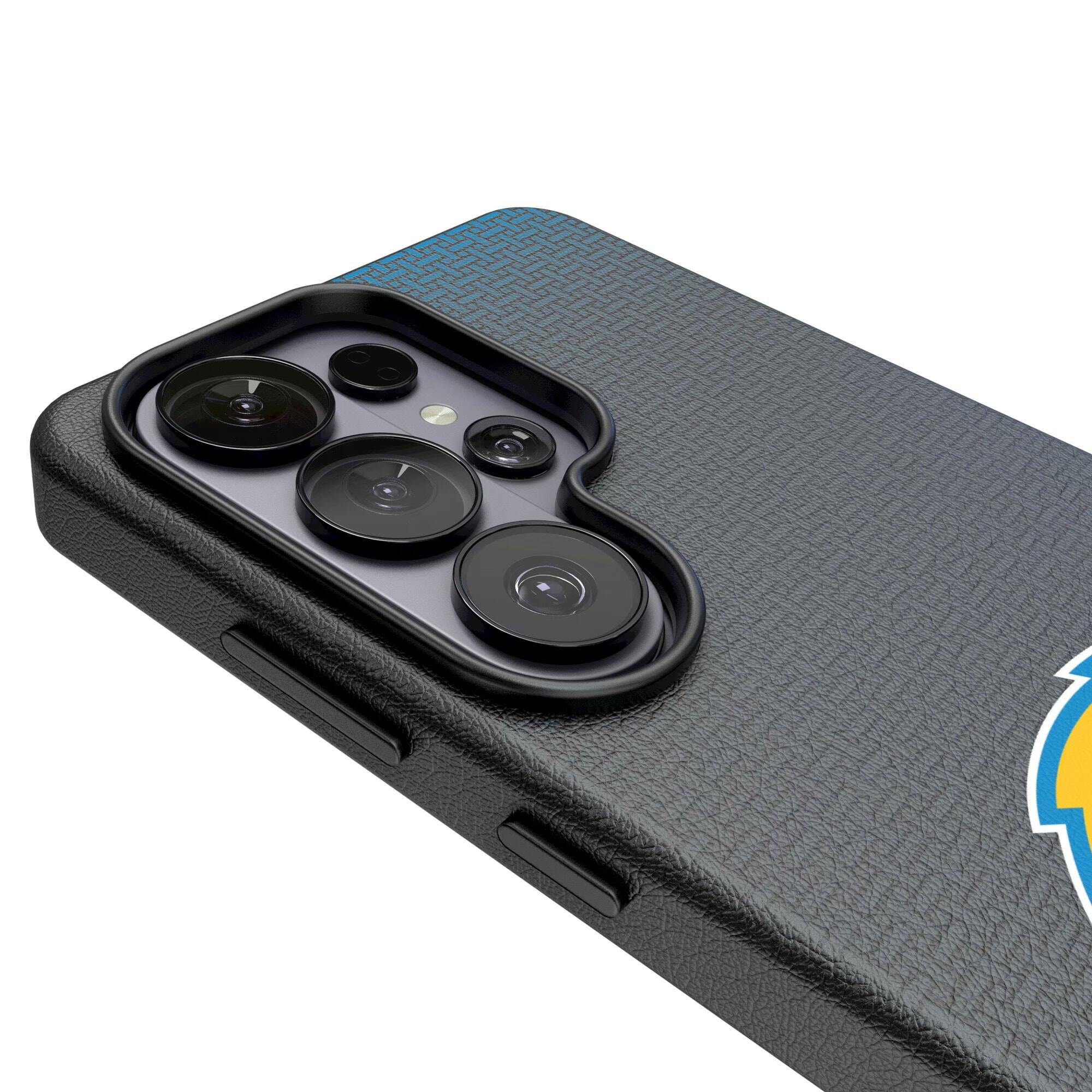 Alt View 2. Keyscaper - Los Angeles Chargers Linen Galaxy Magnetic Bump Case - S24 - Black.