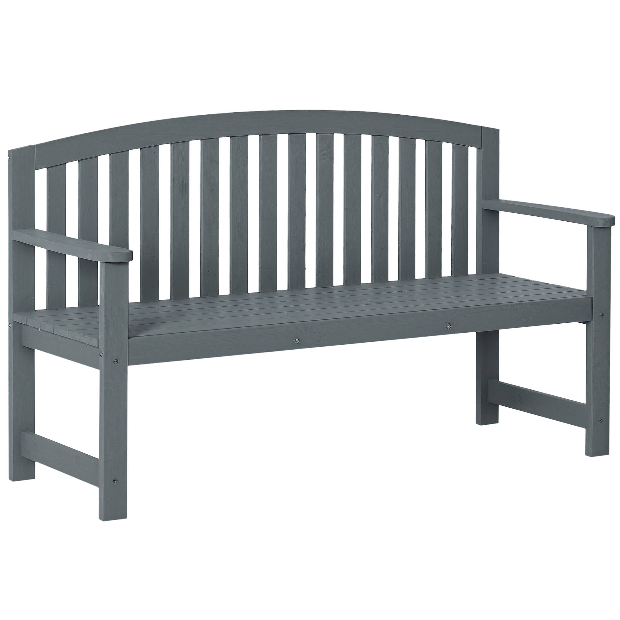Outsunny - 56" Outdoor Wood Bench, 2-Seater Garden Bench with Backrest and Armrest - Gray
