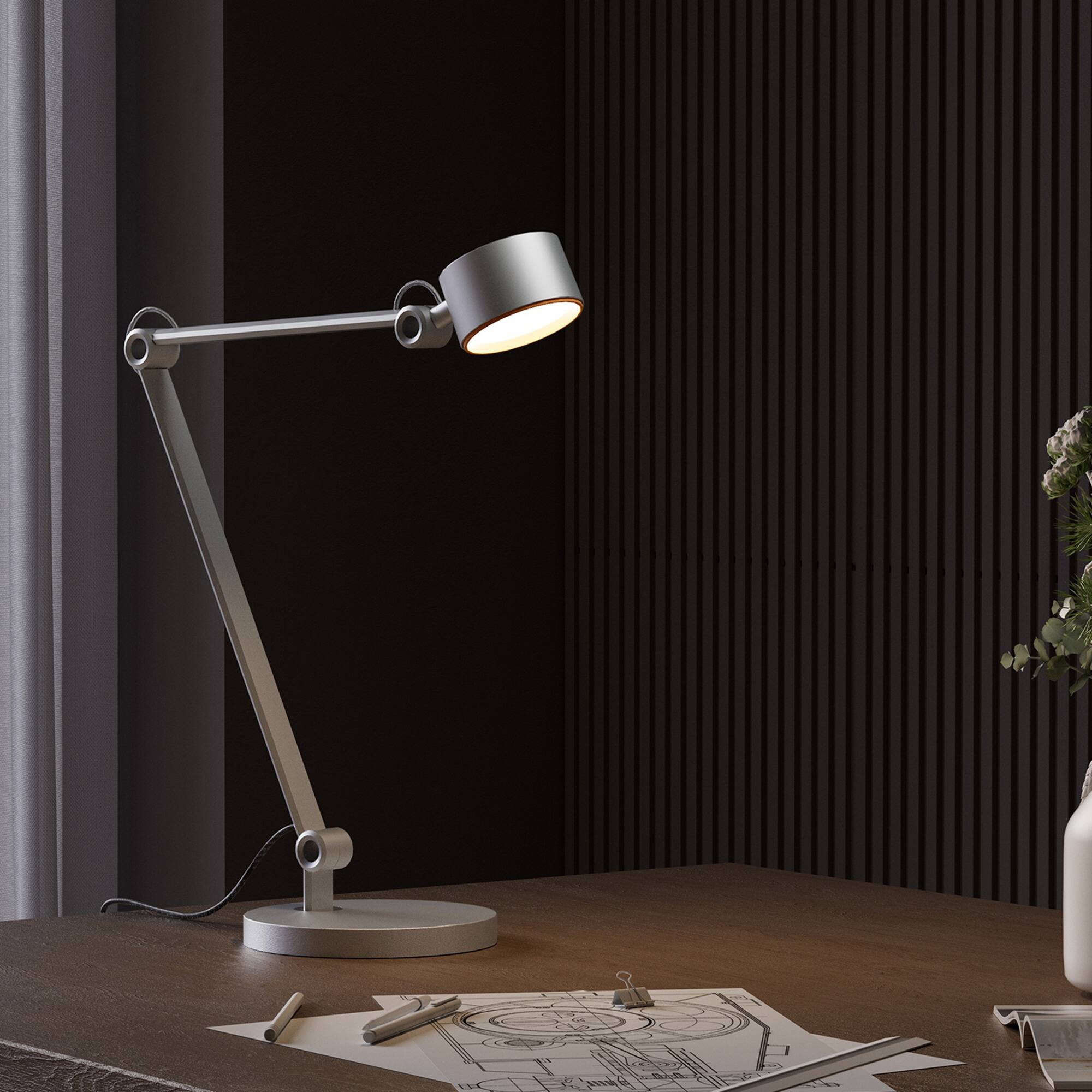 Left. Honeywell - LED Desk Lamp 01A Sunturalux  Reading Desk Light with Metal Swing Arm Lamp 4000K Eye Caring Natural Light Lamp - Grey.