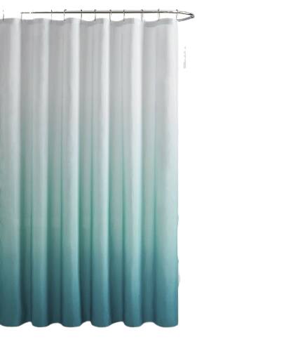 Angle. Kate Aurora - Kate Aurora Living Multi Color Ombre Fabric Shower Curtain - White/Turquoise - White/Turquoise.