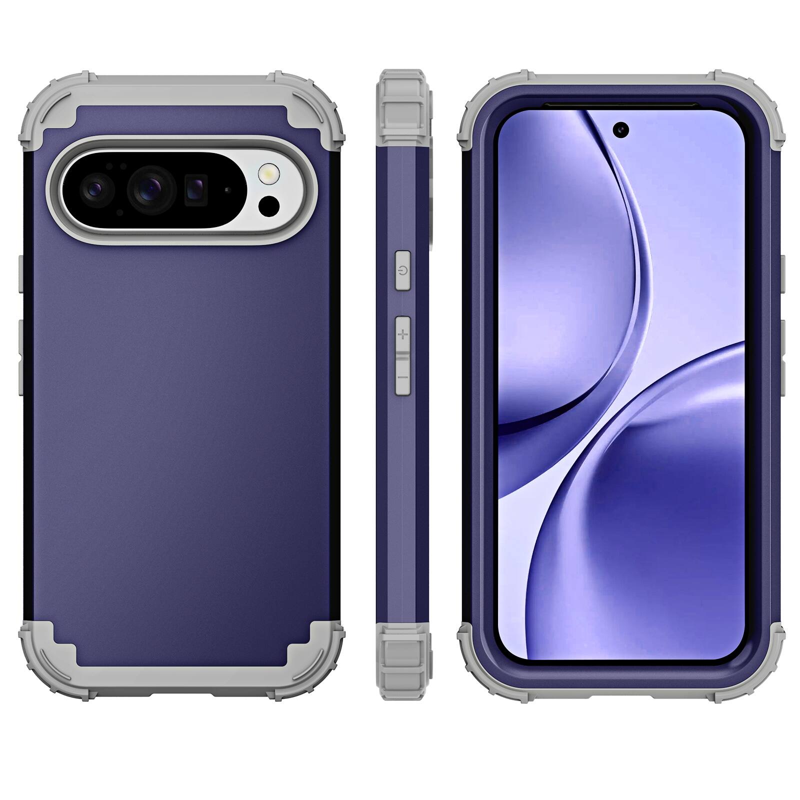 Angle. UUCOVER - Heavy Duty Protective Case for Google Pixel 11 / 11 Pro, Shockproof Silicone+PC Hybrid Case Anti-Scratch Back Cover - Darkblue.