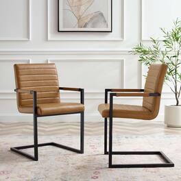Savoy Vegan Leather Dining Chairs Set of 2 by Modway - Tan