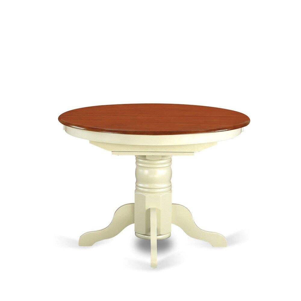 Left. East West Furniture - Oval Table with 18" Butterfly leaf - Buttermilk and Cherry - Buttermilk And Cherry.