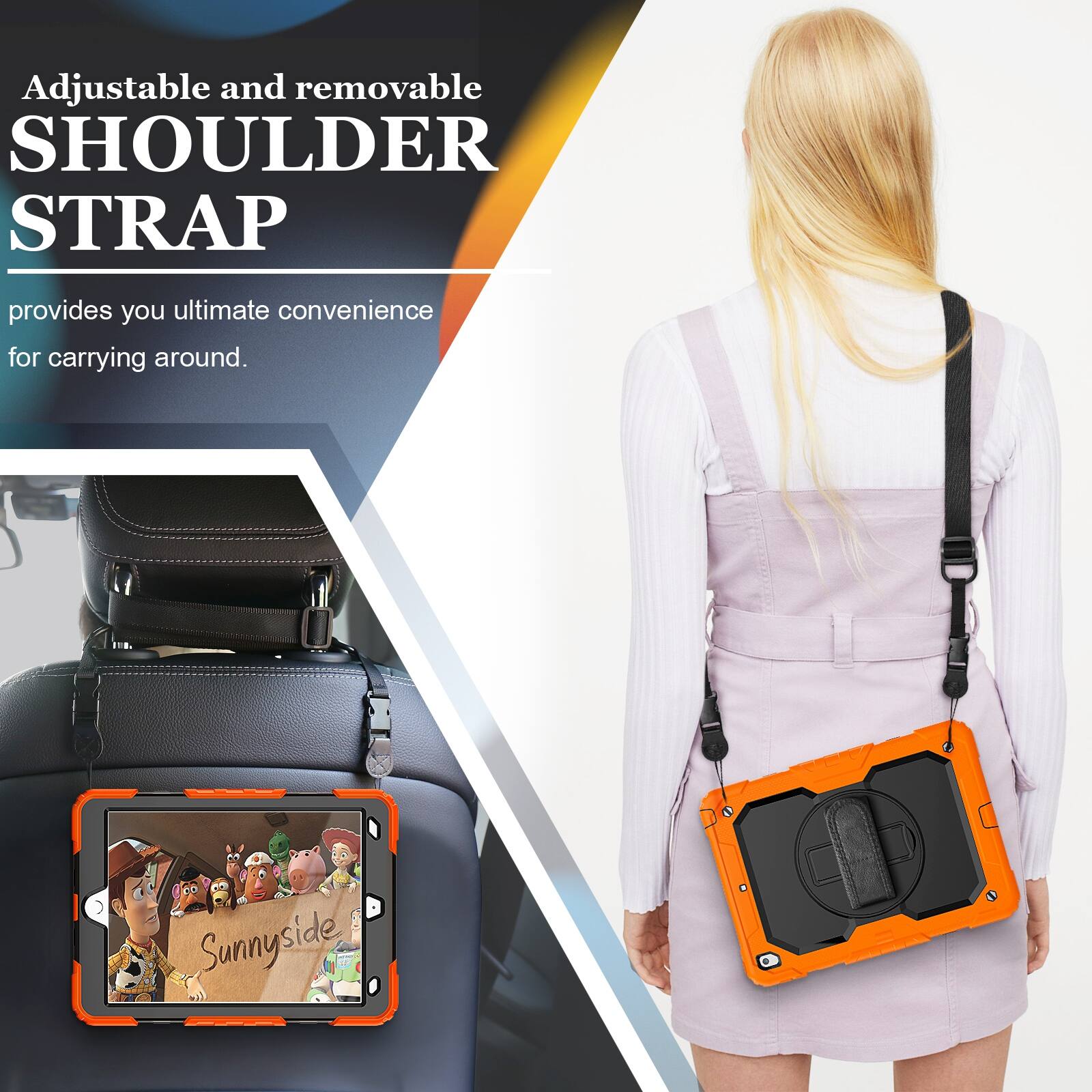 Adjustable and removable SHOULDER STRAP provides you ultimate convenience for carrying around.