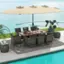 Alt View 2. Costway - 10 Pieces Patio Wicker Dining Set with Double-Sided Patio Umbrella 8 Armchairs - Beige,,Mix Brown.