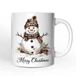 OrnamentallyYou - Leopard Snowman Mug, Christmas Gift - White