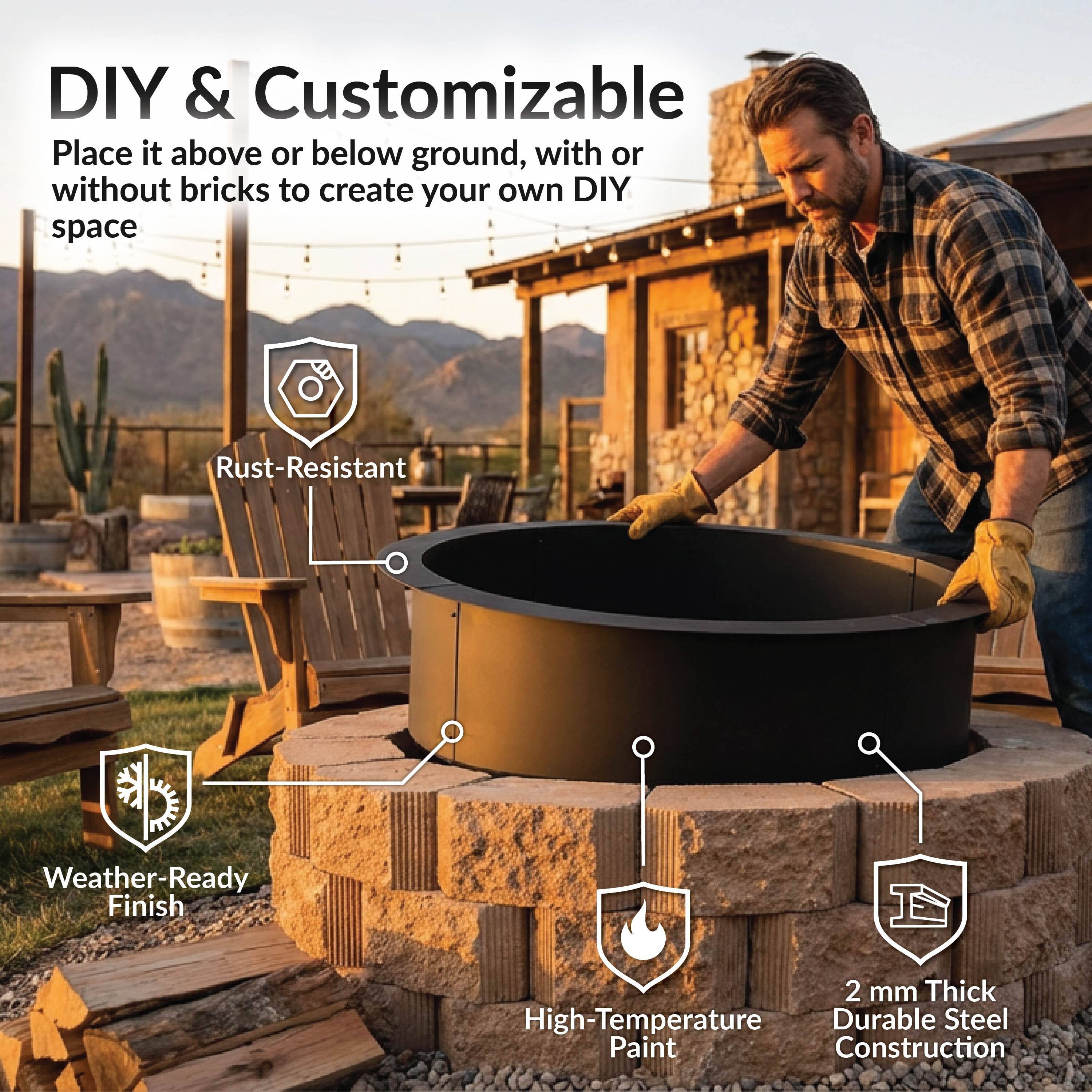 DIY & Customizable  
Place it above or below ground, with or without bricks to create your own DIY space  

- Rust-Resistant  
- Weather-Ready Finish  
- High-Temperature Paint  
- 2 mm Thick Durable Steel Construction