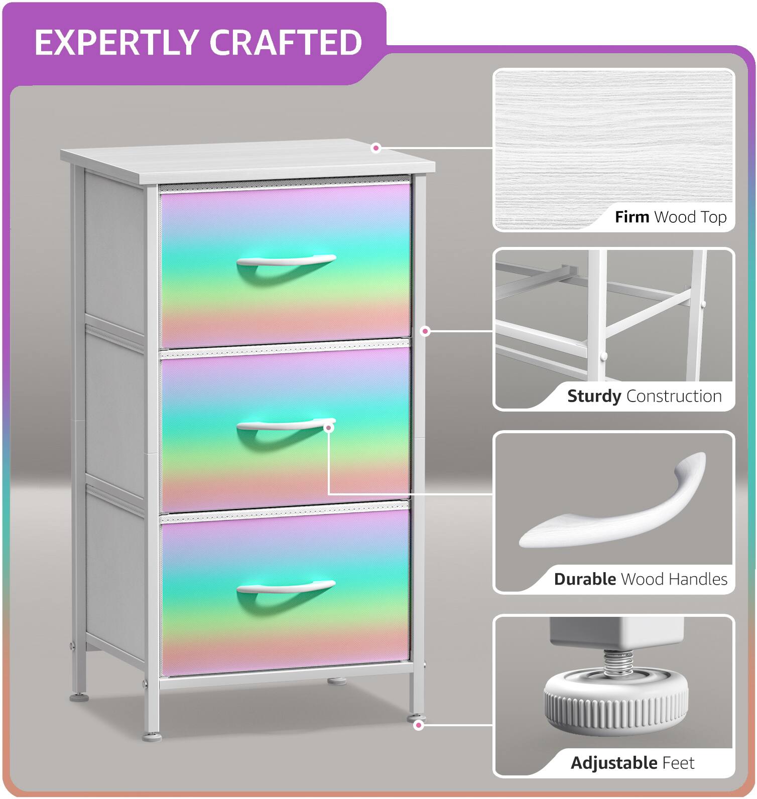EXPERTLY CRAFTED

- Firm Wood Top
- Sturdy Construction
- Durable Wood Handles
- Adjustable Feet
