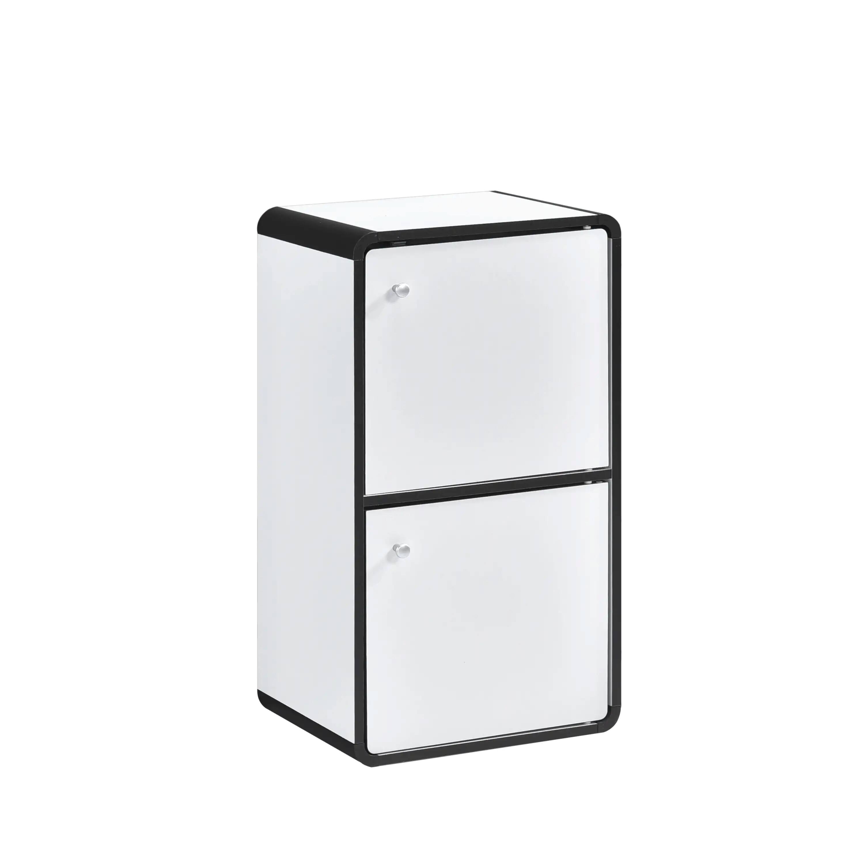 Angle. Kings Brand Furniture - Kings Brand Furniture Dothan Wood 2-Cubed Closed Bookcase - Storage Shelf Organizer Bookshelf - White.
