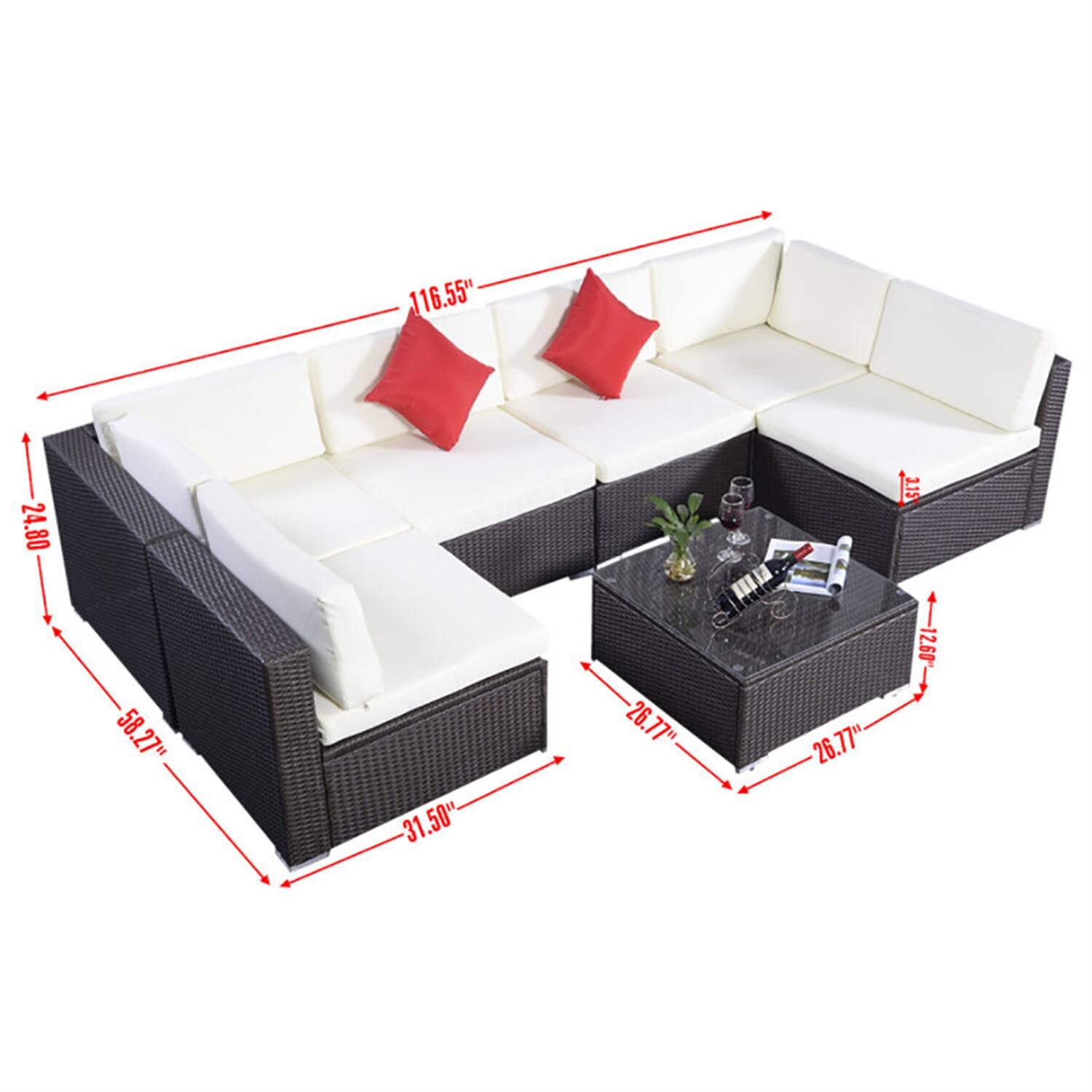 116.55" 24.80" 58.27" 31.50" 26.77" 26.77" 3.19"