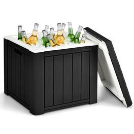 Gymax - Patio 10 Gallon Ice Cube Cooler Box Table Stool Storage W/Handle - Black