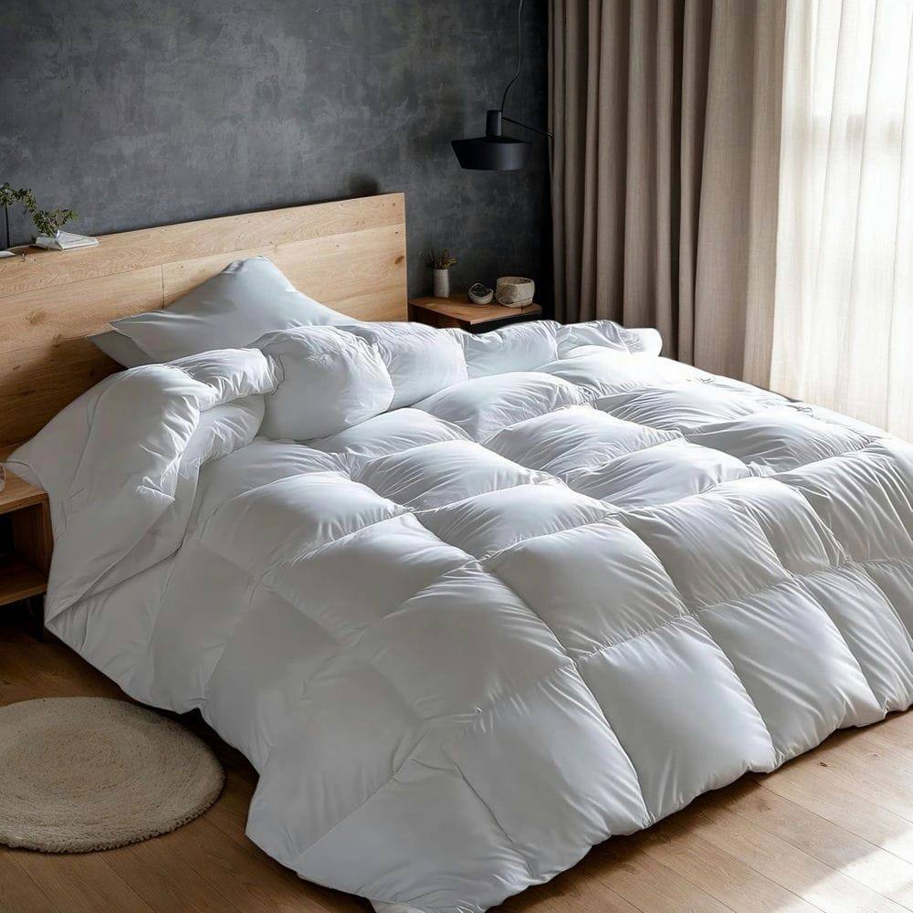 Back. Resenkos - Goose Down Comforter Queen Size, Soft Noiseless 3D Baffle Box Design with Corner Tab, 90 x 90 Inch, White - White.