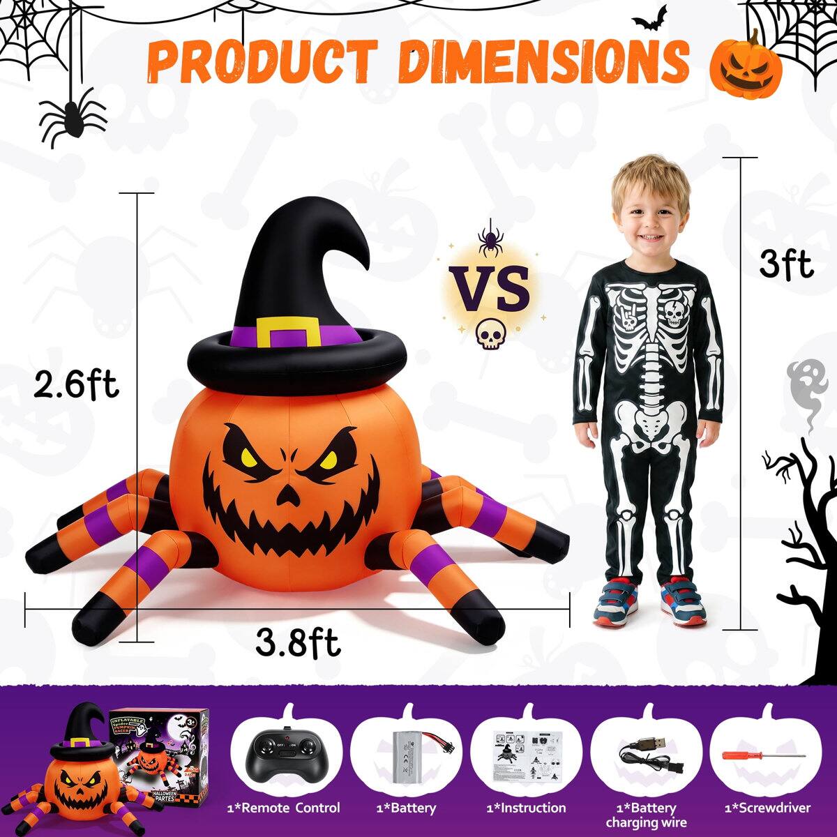 Wisairt 2.6ft Remote Control Halloween Inflatable Car with Music and ...