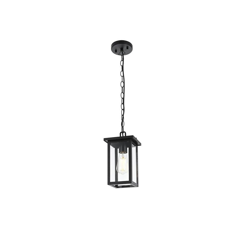 Angle. Elegant Lighting - Venango 7 inch Outdoor Pendant in Black - Black.